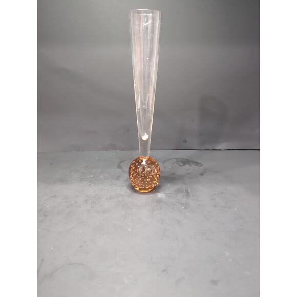 Peach Amber Bullicante Vase, Art Glass Bud Vase, 10", Controlled Bubbles Base‎ - Picture 1 of 9
